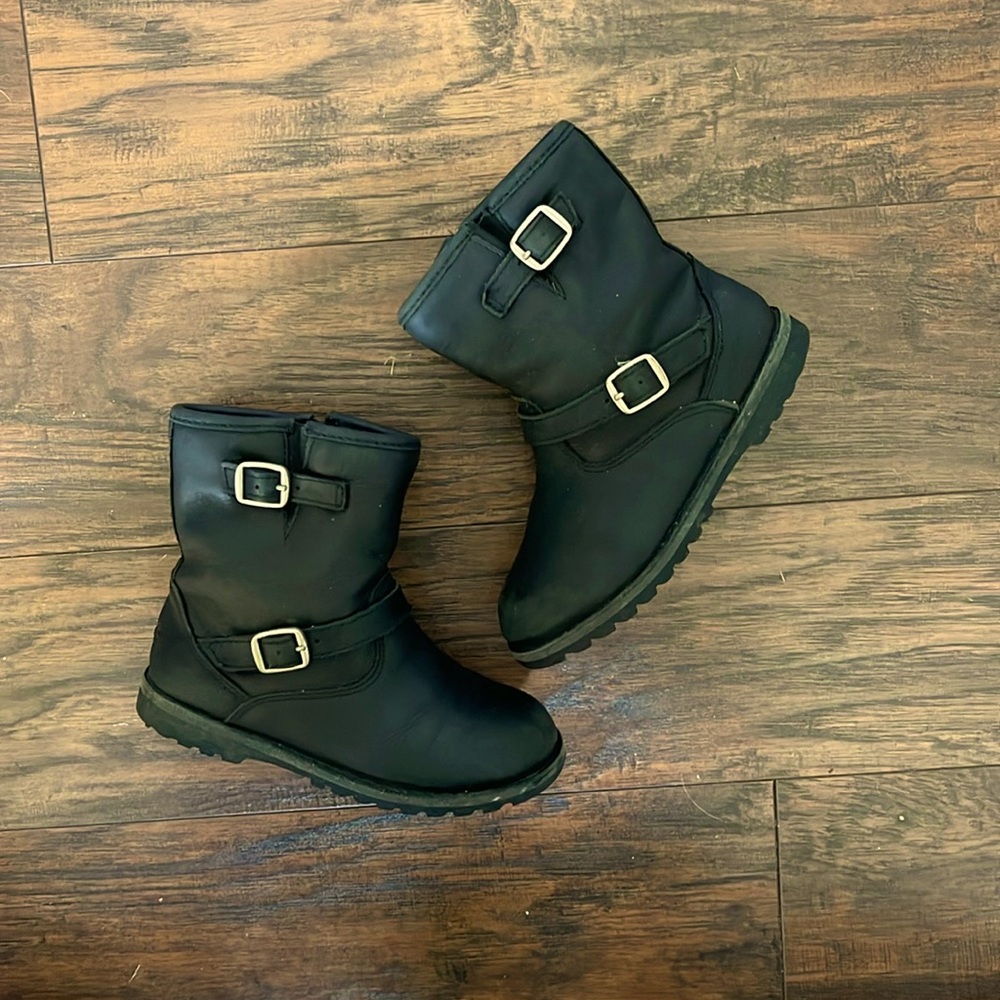 Black Leather Motorcycle Uggs size 10